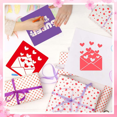 Henoyso 24 Pcs Mom and Dad Stencil Set 8 x 8 Inch Plastic Drawing Painting Stencil Templates Stencil Assorted Stencils Reusable for Kids Painting ...