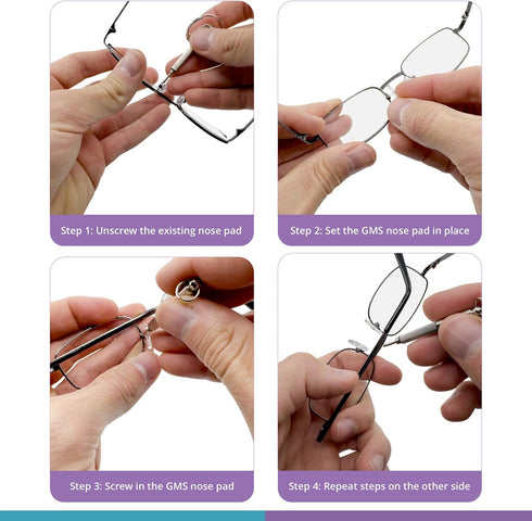 GMS Optical D Shape Screw-in Soft Silicone Eyeglass Nose Pads - Eyeglass Repair Kit with Screws and Screw Driver, Anti-Slip Nose Pads for Glasses,...