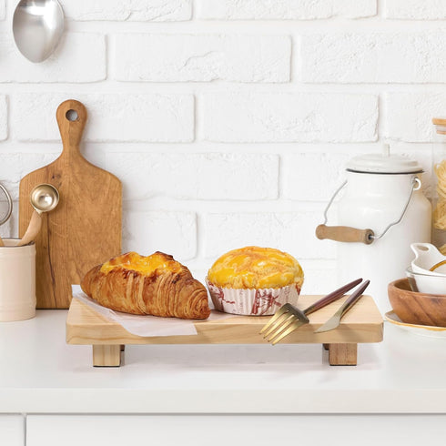 Pine Wood Riser for Home Decor, Small Plant Stands, Decorative Wood Risers, Wood Pedestal Stand, Rustic Wooden Trays for Kitchen Counters (11.8x4....