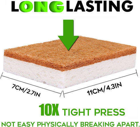 Biodegradable Natural Kitchen Sponge?Eco Friendly Sponges for Dishes,Compostable Cellulose Sponge with Natural Plant Based Coconut Walnut Sustaina...