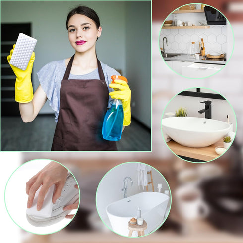 12PCs Magic Cleaning Sponges Eraser, Multi-Surface Scrubber Foam Cleaning Pads, Household Melamine Sponge, No Scratches Foam Cleaner Tool for Bath...