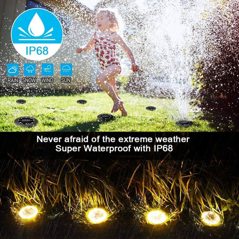 Solar Powered Ground Lights 2Pack,Waterproof LED Solar Lights Outdoor Solar Disk Lights Decorative,Solar Garden Lights for Landscape Pathway Patio...
