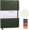 Grid Journal Bullet Notebook - Dark Green Leather Cover, 8.3 x 5.7Inch, 160 Pages, 100gsm Paper, Hardcover with Inner Pocket, Elastic Closure and ...