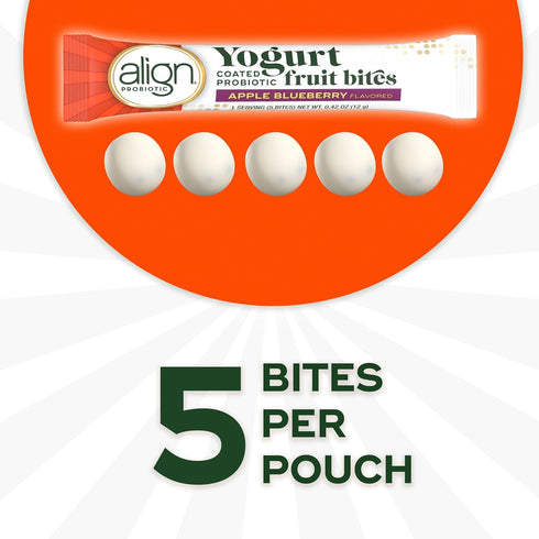 Align Probiotic, Yogurt Coated Probiotic Fruit Bites, Added Probiotic Helps Support Digestive Health, 21 Pouches, 105 Bites...