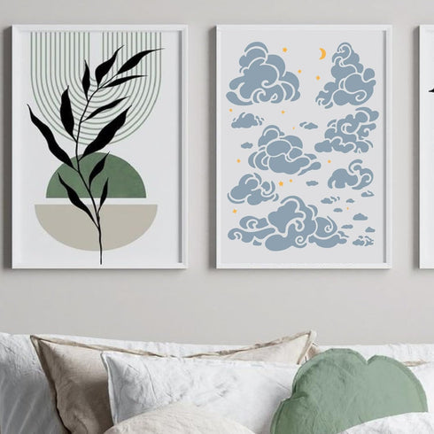 GORGECRAFT 21 * 30cm Cloud Star Moon Stencil Designs Large Cloud Wall Templates Reusable Hollow Out Drawing Sign Square Stencil for Painting on Wo...