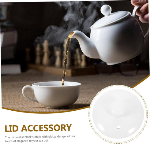 PRETYZOOM Tea Cup Lid Tea Kettle Tea Pot Accessory Home Supply Replacement Lid for Tea Cup Retro Teacup Lid Replacement Tea Cup Cover White Teapot...