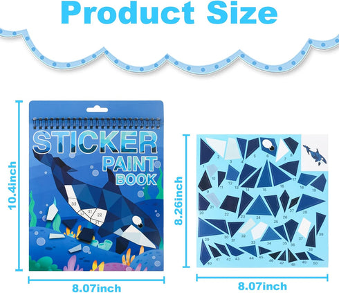 Ocean Sticker Book Crafts for Kids Ages 4-8 Sticker Paint Number Books, Stickers for Kids Girls Boys Birthday Easter Day Party Favor Gift Car Road...