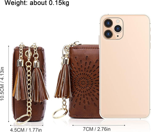 APHISON RFID Credit Card Holder Double Zipper Card Case Small Wallets for Women Leather Multifunctional Holders Sunflower style Ladies Girls/Gift ...