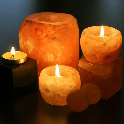 Himalayan Glow Hand Carved Himalayan Salt Candle Holders, Home Decor Item great as a Night light...