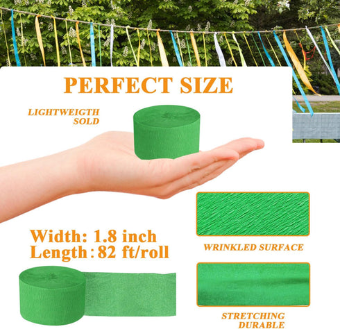 Crepe Paper Streamers 656ft 8 Rolls, Pack of Green, White and Gold Party Streamers for Birthday Wedding Baby Bridal Shower Decorations Christmas C...