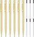 6 Pieces Metallic Ballpoint Pen Slim Retractable Ballpoint Pen Black Ink Metal Pen Mini Conical Ballpoint Pen and 6 Refills for Wedding Business O...