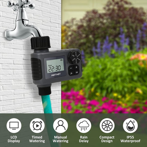 Sprinkler Timer Water Timer Irrigation Timer Garden Hose Faucet Timer Lawn Watering System Timer for Yard Crops Lawns Pool, 1 Outlet Hose Programm...