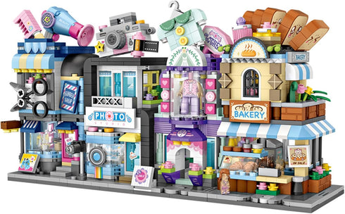 Mini City Shop Street View Building Blocks Model Set,Creative DIY Simulation Architecture Collection Particle Construction Building Bricks Toy for...