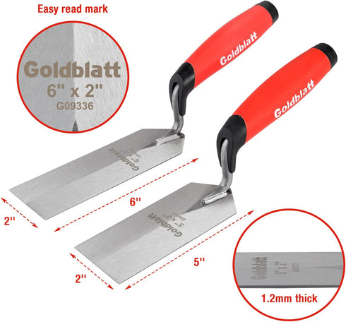 Goldblatt Industries Margin Trowel set, 6"X2" & 5"X2", Professional Masonry Flooring Tool for Concrete, Cement, Tile...