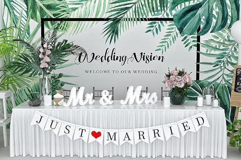 VIOPVERY Mr and Mrs Sign for Wedding Table,Large White Mr and Mrs Sign,Wooden Letters,Mr & Miss Sign with Just Married Banner Wedding Decorations ...