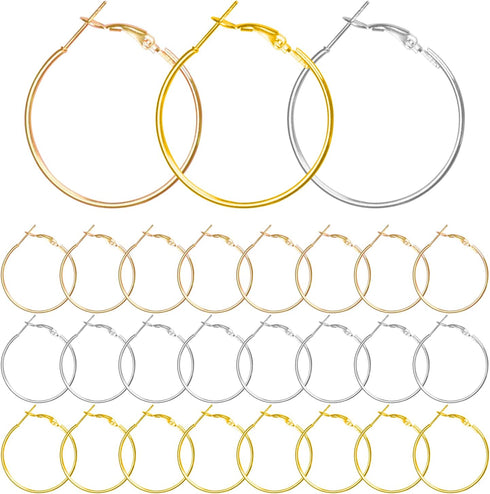 60Pcs Hoop Earring Findings Stainless Steel Earrings Beading Round Earrings Hypoallergenic Hoop Earrings Open Beading Hoop for Jewelry Making DIY ...