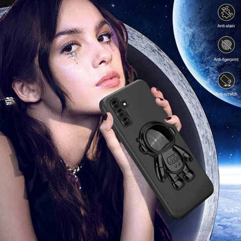 Astronaut Hidden Stand Case Cover for Samsumg Galaxy S23 FE, 6D Plating Spaceman Cartoon Cute Phone Case Shockproof TPU Protective Case for Samsum...