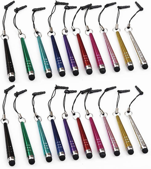 homEdge Mini Stylus Pen Set of 20 Pack, Universal Capacitive Stylus with 3.5 mm Jack Compatible with All Device with Capacitive Touch Screen – 10 ...