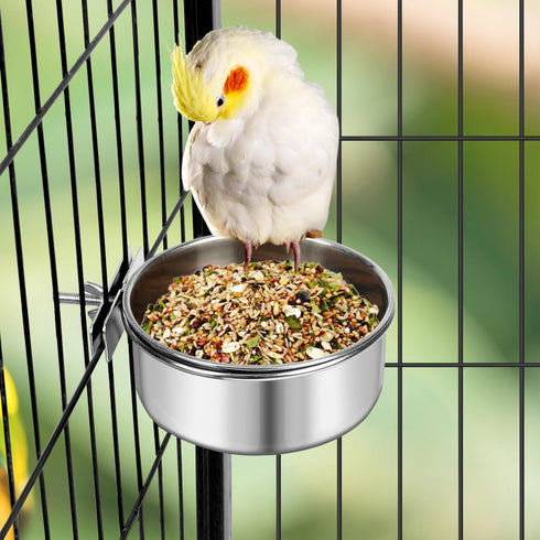 Dog Bowl Stainless Steel Pet Hanging Food Water Bowl Cage Feeding Cup Feeder for Dogs Cats Rabbits Birds Small Animal (Medium)...