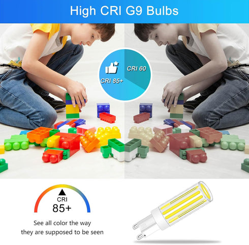 G9 LED Bulb Dimmable,60W 75W 80W Halogen Equivalent, Daylight White 6000K 8W 800LM T4 COB G9 Base LED Bulb Bi Pin Base Chandelier Lighting, No-Fli...