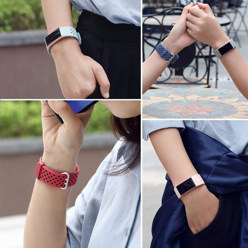 Wepro Bands Waterproof Replacement Compatible with Fitbit Charge 3 for Women Men, Breathable Holes Watch Sport Strap Accessories for Fitbit Charge...