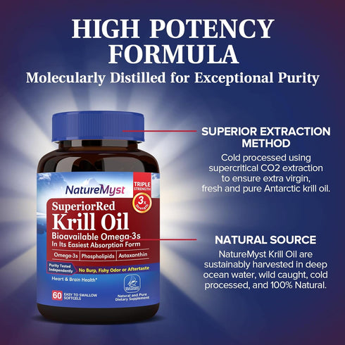 Antarctic Krill Oil 1000 mg Softgels, Krill Oil Omega-3s, EPA, DHA, Astaxanthin & Phospholipids, Brain, Heart Health, 60 Softgels, Non-GMO, No Glu...