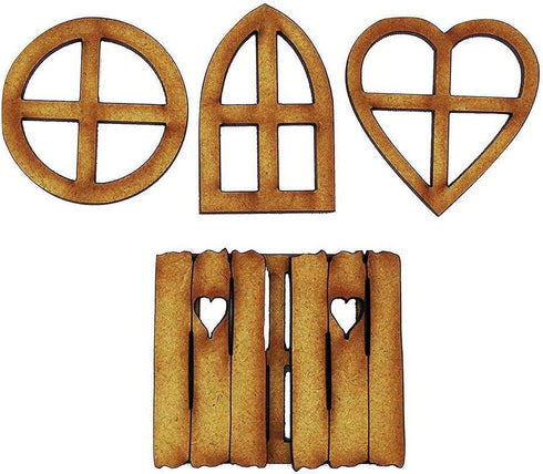 6Pcs Wooden Fairy Garden Door, Blank Door Fairy House Door and Windows Ornaments Tree Statues for Tree Trunk Yard Decoration Garden Sculptures and...