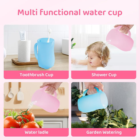 Baby Bath Rinse Cup, Silicone Baby Shampoo Rinser (pink)...