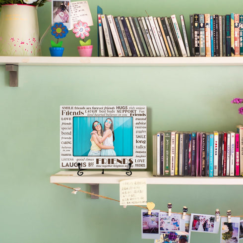 Wooden Photo Frame Friendship Gifts for Friends Bestie Woman BFF, Wooden Photo Frame with Iron Stand for Tabletop or Desktop Display, Home Table D...