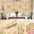 Self-Adhesive Shelf Liners Paper, Removable Self Adhesive Shelf Liner Dresser Drawer Wall Stickers Home Decoration, Gold Pink Flower 17.8 x 118 In...