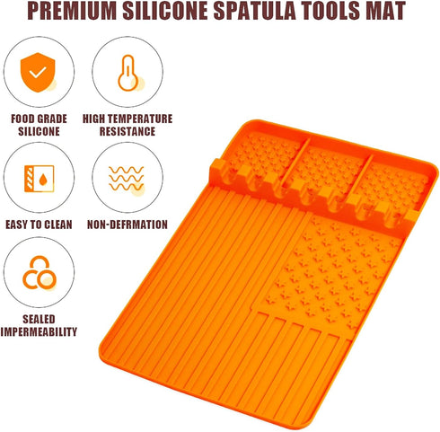 Silicone Griddle Tools Mat for Blackstone,Grill BBQ Caddy Utensils Holder for Kitchen,Cooking & Countertop,Large Spatula Mat with Drip Pad,Griddle...