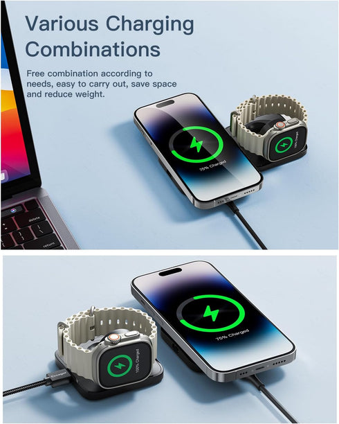 ?????????????? 2 in 1 Wireless Charging Station Magnetic Detachable, Wireless Magnetic Charger for Apple, Compatible with iPhone 15/14/13/12, Airp...