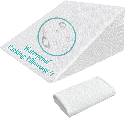 Wedge Pillow Case Cover 25x24x12 Bed Wedge Pillowcase Triangle Incline Wedge Pillow Covers for Sleeping Waterproof Pillow Cases Protector with Zip...