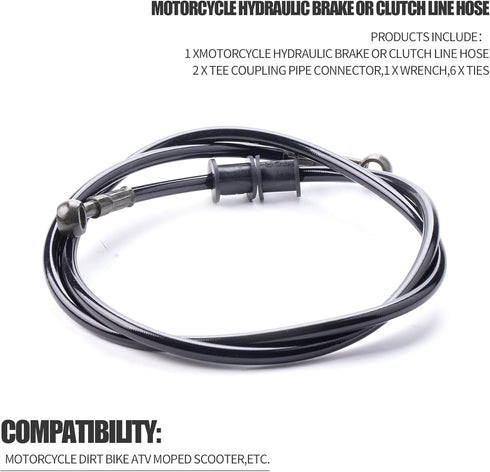 Motorcycle Hydraulic Brake or Clutch Line Hose and Motorcycle Hydraulic Brake Line Tee Hose Connector 3 Way Adapterffor Motorcycle Dirt Bike ATV M...