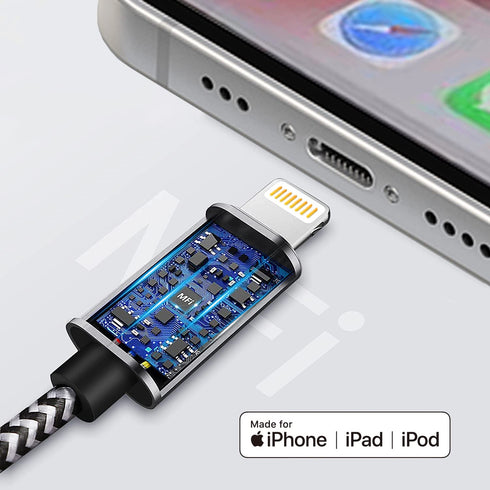 Apple MFi Certified Aux Cord for iPhone, Lightning to 3.5mm Jack Nylon Braided Audio Cable for iPhone 14 13 12 11 XS XR X 8 7 6 iPad to Car/Home S...
