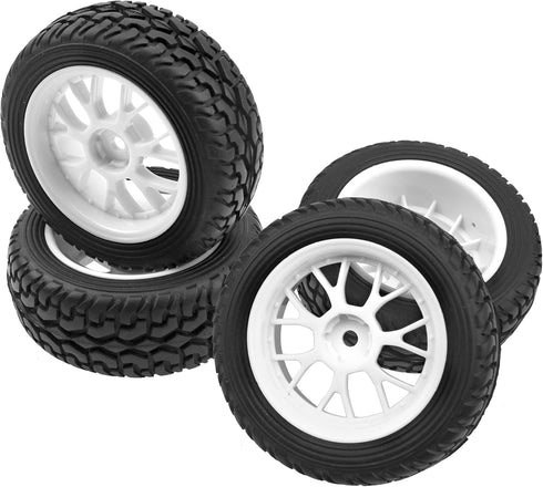 OD 75mm/2.95'' Rubber Tires & Plastic Wheel Rims 12mm Hex Compatible with Traxxas HSP Tamiya HPI Kyosho 1/10 On-Road Touring Racing Car,WLtoys 1/1...