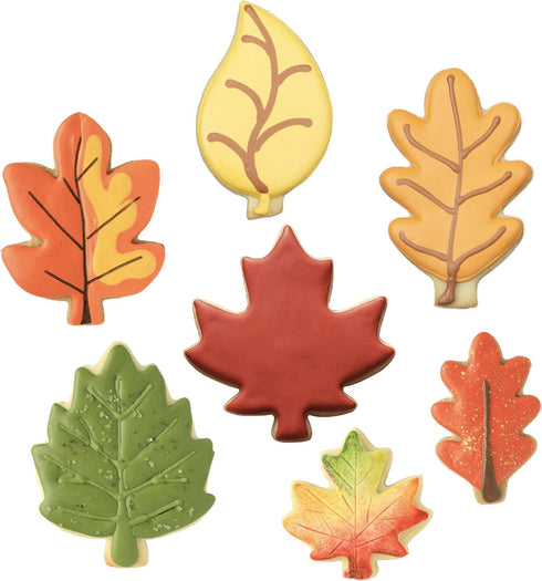 Ann Clark Cookie Cutters Fall Leaves Cookie Cutters 7-Pc. Set Made in the USA, Oak, Teardrop, and Maple Leaf Shapes...