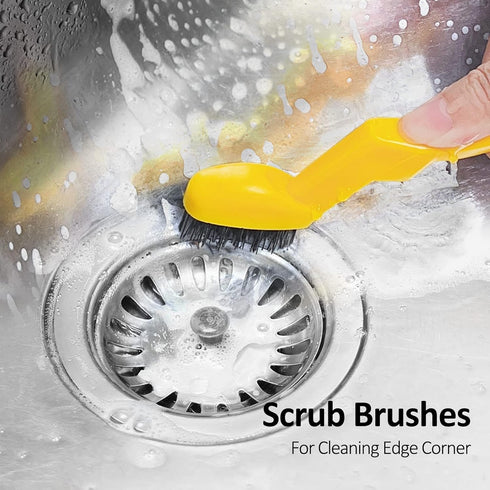 4 PCS Cleaning Brush Set for Household Use, Scrub Brushes for Cleaning Kitchen Sink Corner, Small Scrubbing Brush for Deep Clean...