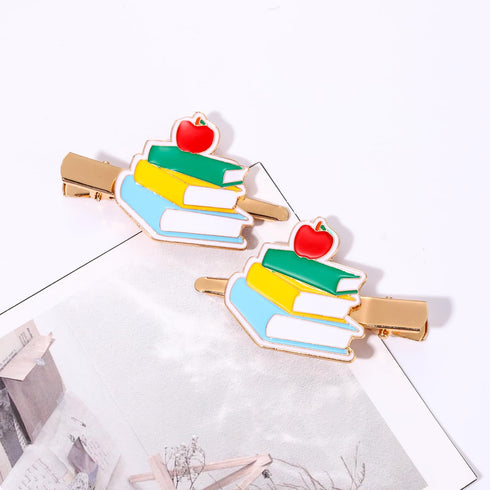 Back to School Hair Clips,Cute Schoolbag Book Hair Clips School Bus Hairpins Back-to-school Gifts Fun Hair Accessories for Teacher Students (Book)...