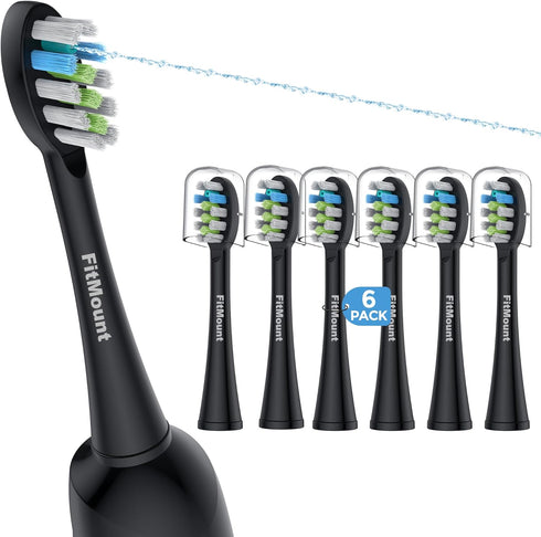 6 Pack Toothbrush Replacement Heads Compatible with WaterPik Sonic Fusion 2.0, FitMount Flossing Brush Head Fit for Water-Pic SF-01W SF-02W and 2....