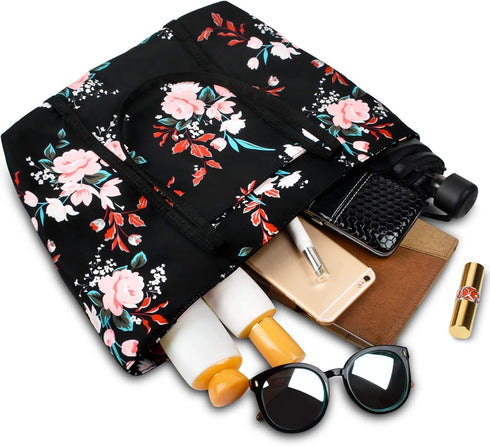 Chrysansmile Large Tote Bag for Women Work Nylon Shoulder Bags Waterproof Beach Bag Flower Womens Purses and Handbags...