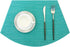 PIGCHCY Wedge Shaped Placemats for Dining Table Cross-Weave Washable Vinyl Placemat Heat Resistant Round Table Mats Set of 4 (Teal Blue)...