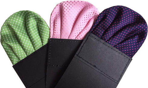 PreFolded Pocket Squares for Men On Card Polka dots Polyester Stain 8 Pieces...