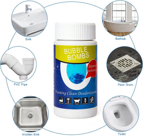 2 Pcs Pipe Dredge, Bubble Bombs Drain Cleaner, Powerful Sink and Drain Cleaner Magic Bubble Bombs Fast Foaming Pipe Cleaner Powder Dredge Agent fo...