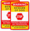 2 Pack Beware Of Dog Sign,12x8 Inch Rustproof Aluminium Metal Sign,Beware Of Dog Signs For Fence,Private Property No Trespassing Sign,No Trespassi...