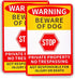 2 Pack Beware Of Dog Sign,12x8 Inch Rustproof Aluminium Metal Sign,Beware Of Dog Signs For Fence,Private Property No Trespassing Sign,No Trespassi...