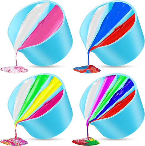 Split Cups for Paint Pouring 4 Pcs Silicone Paint Pour Cup with 2-5 Channels Dividers Pour Painting Supplies Painting Tools Silicone Cups for Resi...