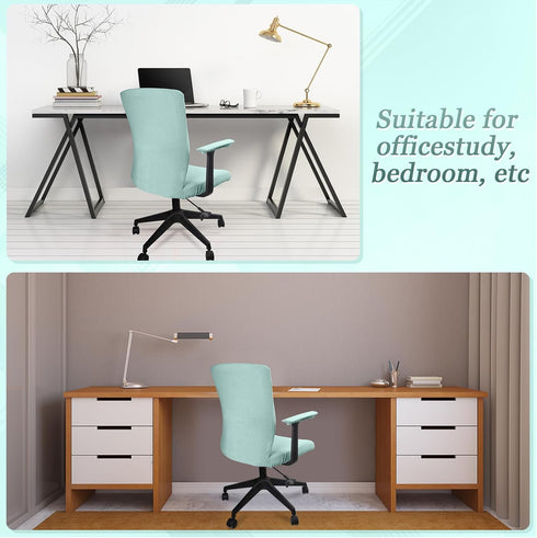 Tatuo 3 Pcs Computer Office Chair Cover Universal Rotating Chair Slipcovers Protector Removable Washable Office Chair Armrest Covers with Zipper f...