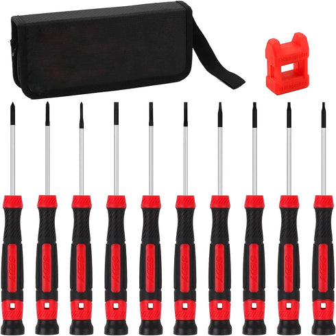 11-Piece Precision Screwdriver Set - Magnetic Mini Screwdrivers for Eyeglasses, Watches, Computers, Laptops, Phones - Phillips, Slotted, Torx, Non...