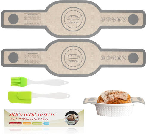 Silicone Bread Sling Dutch Oven, 2 PCS Non-Stick & Easy Clean Reusable Silicone Bread Baking Mat With Long Handles, Easy to Transfer Sourdough Bre...